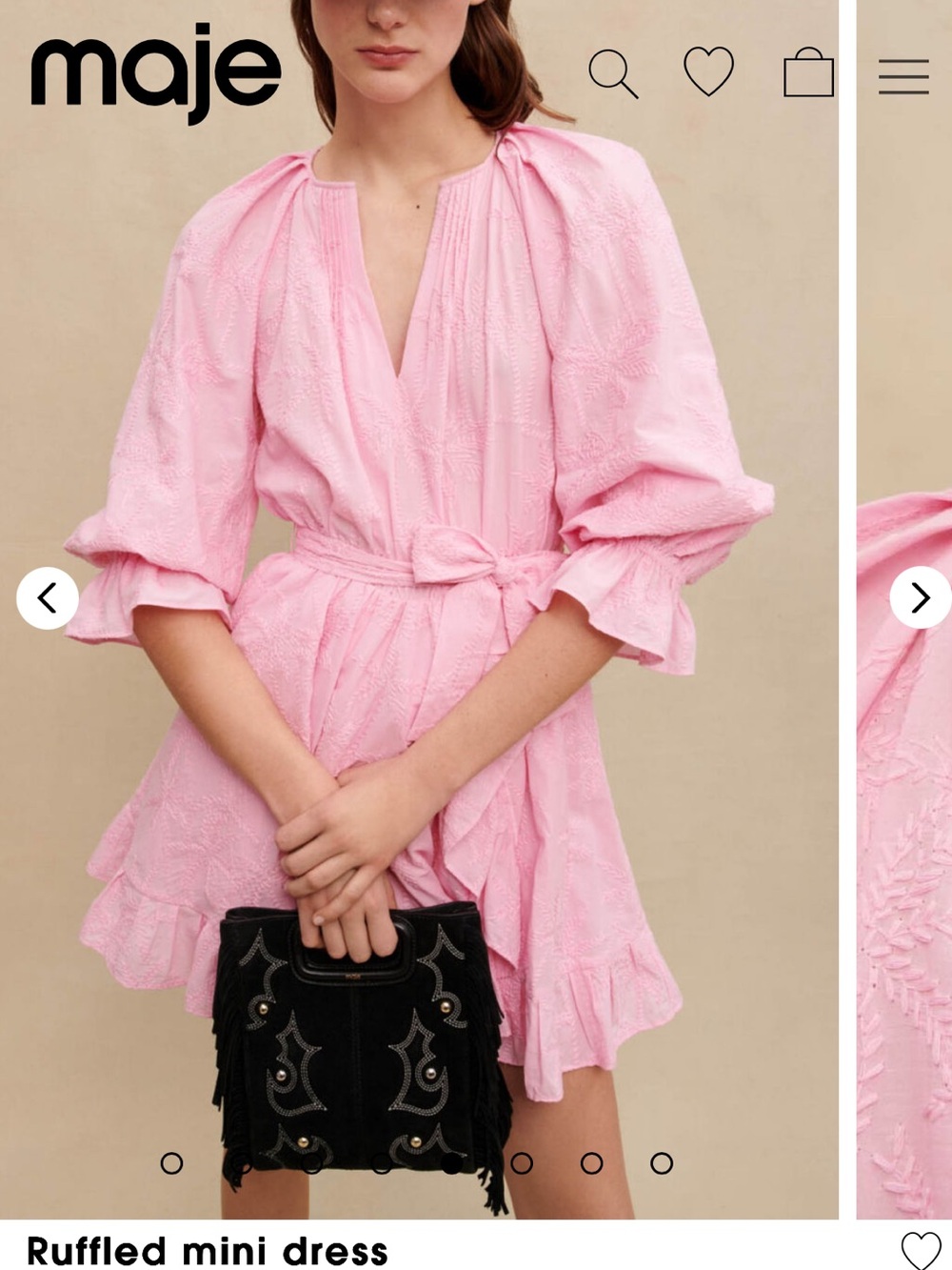Maje Light Pink Ruffled Mini Dress